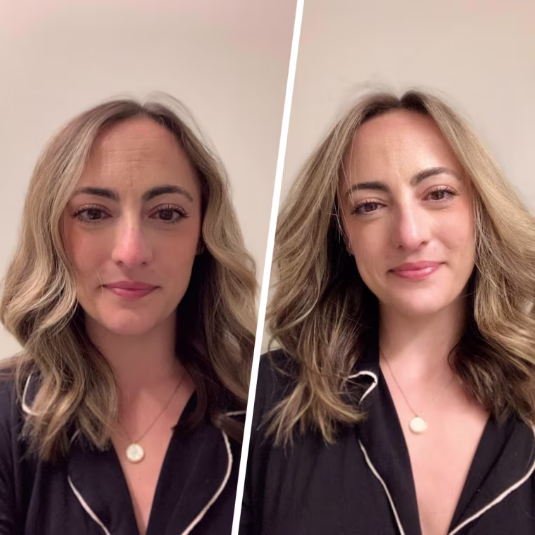 K18 Biomimetic Hairscience AstroLift Reparative Volume Spray before (left) and after (right.)
