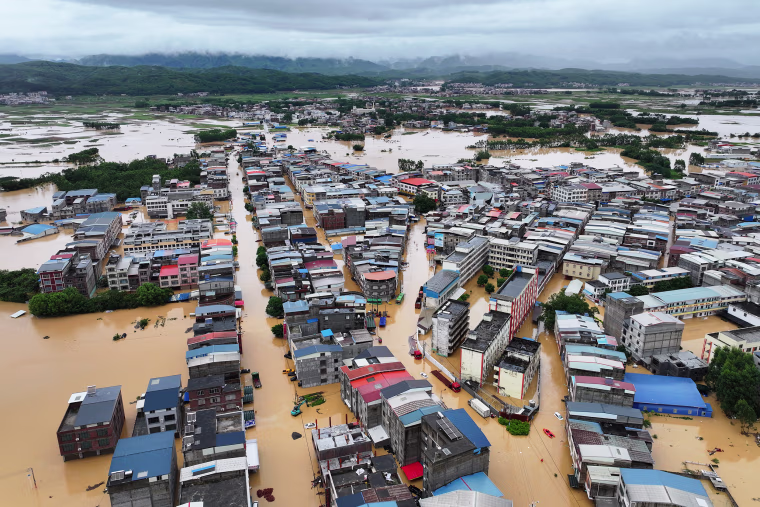 Villagers Evacuated As Typhoon Maysak Floods Guangxi Villages