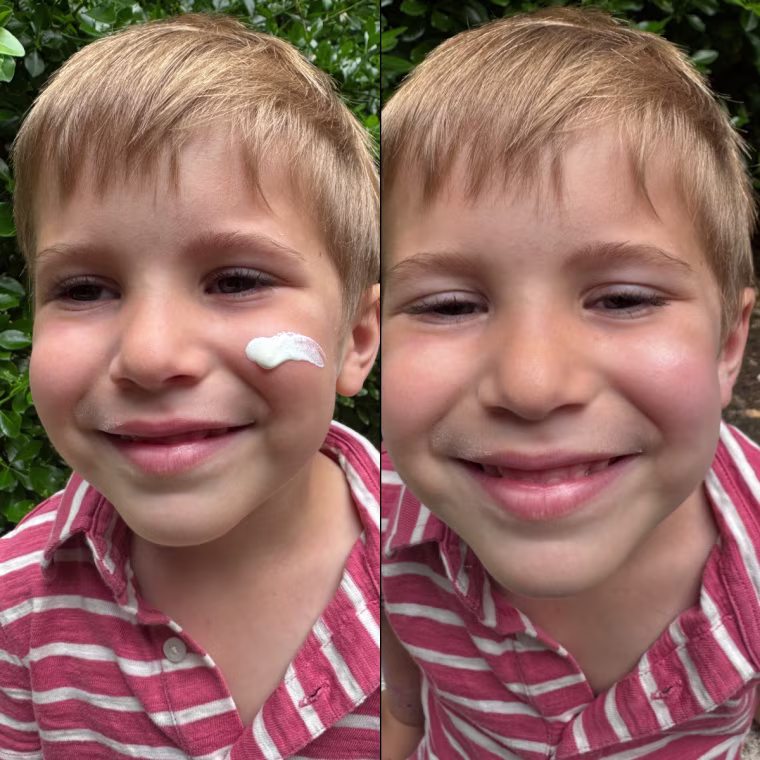 Aveeno sunscreen blended right in and felt weightless — sunscreen he didn't even notice.