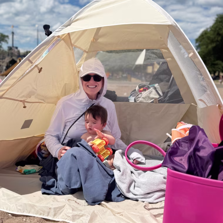 Lozi & Gabe's pop-up tent is big enough for the whole crew, plus every bag we brought along.
