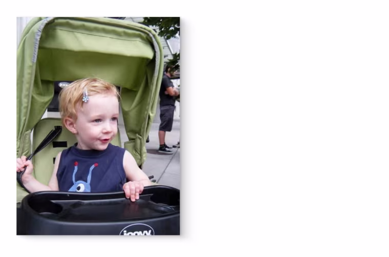 May Pollard as a young child in a stroller.
