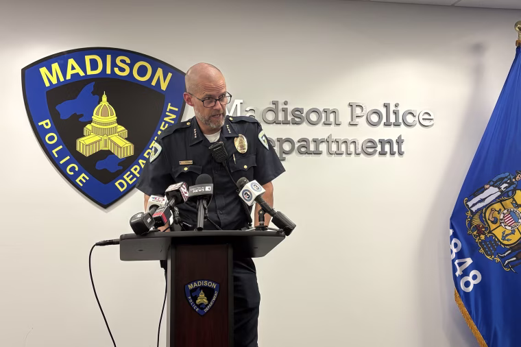 Madison Police Chief John Patterson provides an update on a fatal police shooting incident on Wednesday, July 22, 2026.