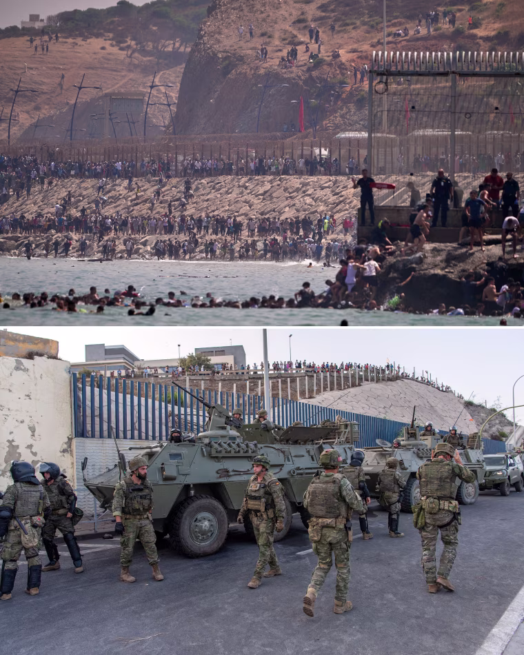Spanish soldiers were deployed to Ceuta on Thursday.