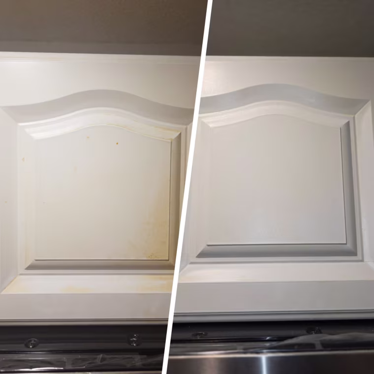 Easy-Off quickly made this cabinet look brand new with just three passes.