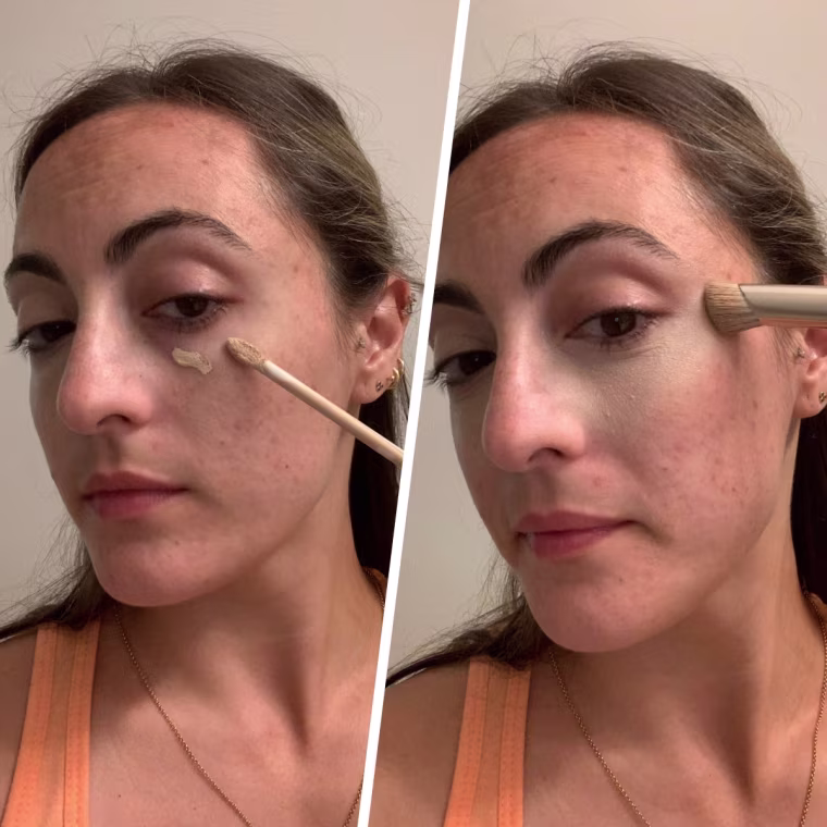 Applying the Hourglass Vanish Airbrush Concealer.