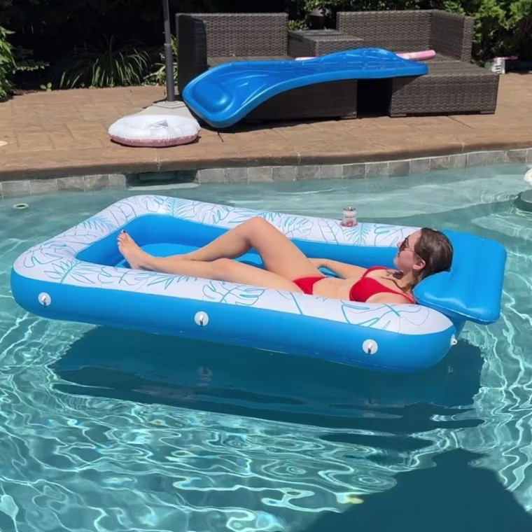 The Jasonwell Inflatable Tanning Pool Lounger Float can be used multiple ways.