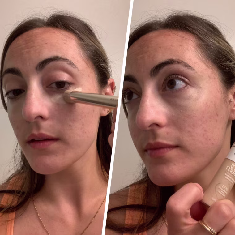 Murphy applying the L'Oreal Paris True Match Radiant Serum Concealer.