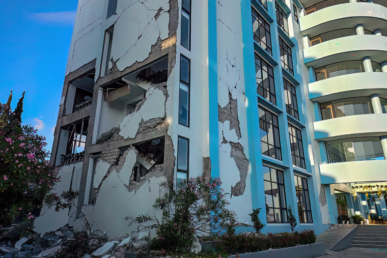 A damaged building is seen after an earthquake hit Indonesia.