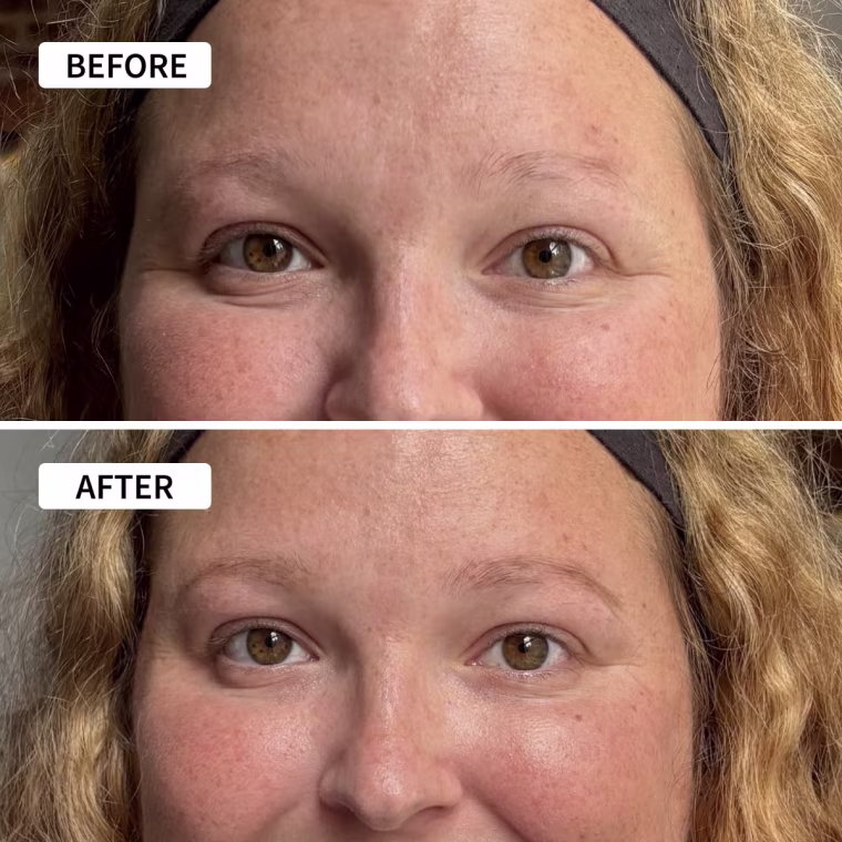 Before and after using the Anastasia Beverly Hills brow pencil.