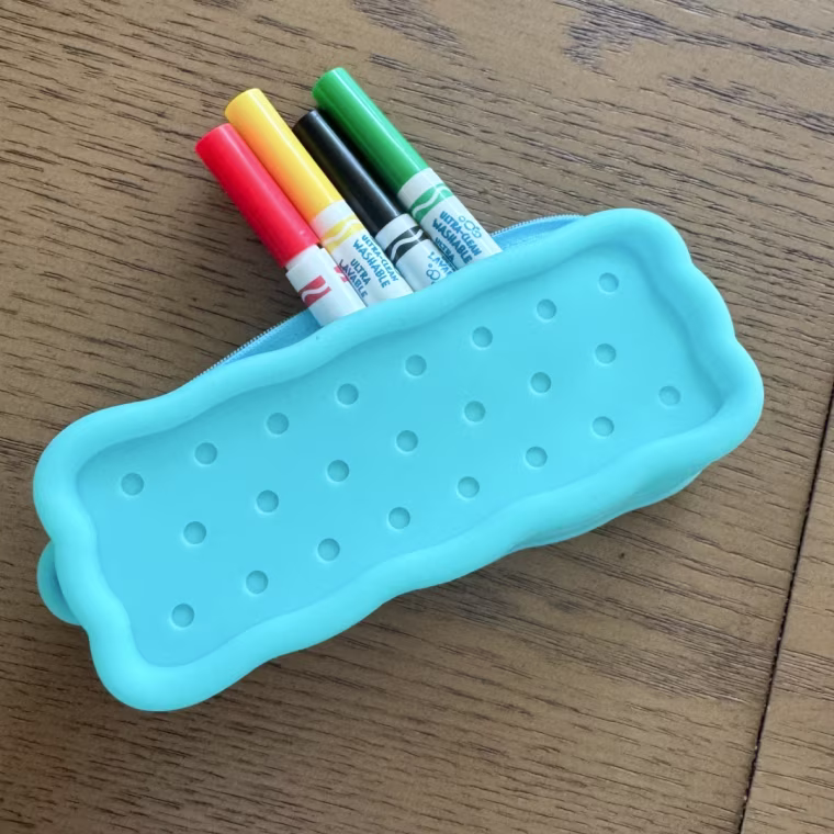 The rubber construction of these pencil cases survives being tossed into a cubby without cracking — and it comes in bright, kid-friendly colors.