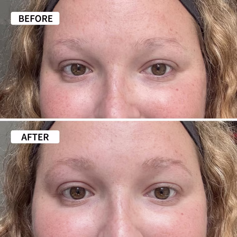 Before and after using the e.l.f. eyebrow pencil.