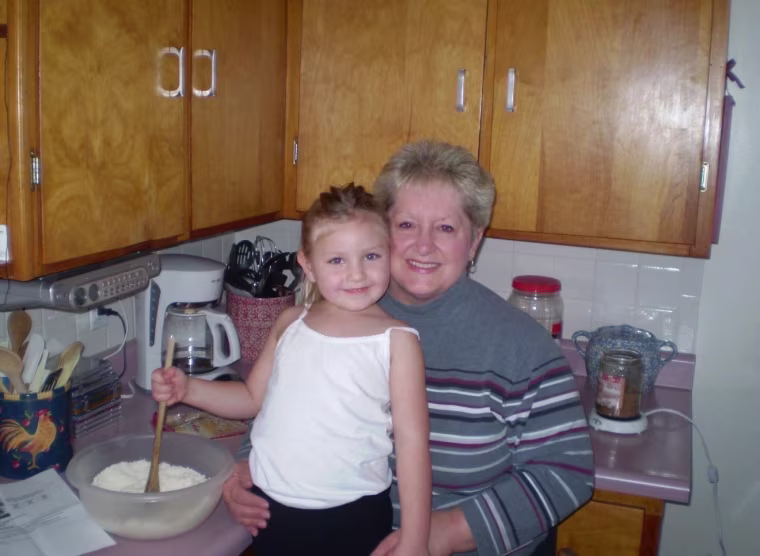 A young Faith with her grandma Barb.
