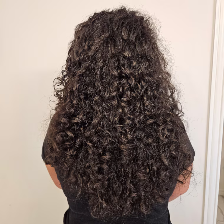 After-test results from Stephanie San Miguel while trying the Olaplex No. 3 Plus Complete Repair Treatment.