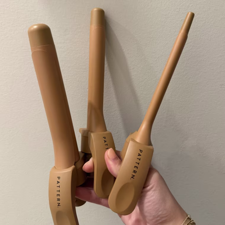 All three included curling barrels in the Pattern Curling Iron system.