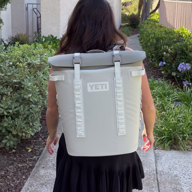The Yeti backpack cooler is perfect for hands-free travel.