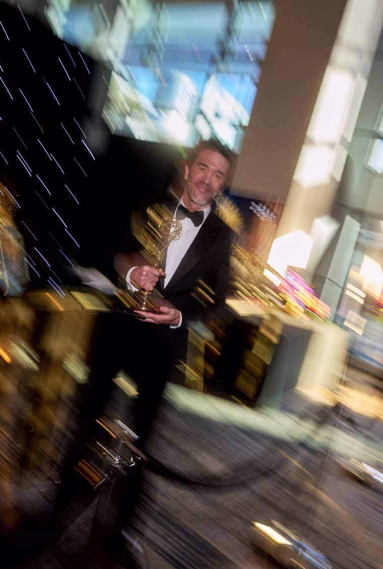 "Task" star Tom Pelphrey with his first Emmy award.