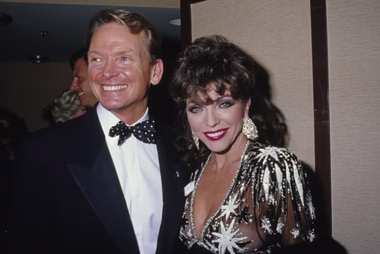 Bob Mackie and Joan Collins in Los Angeles in 1989.
