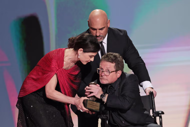 Julianna Margulies presents Michael J. Fox with the Bob Hope Humanitarian Award
