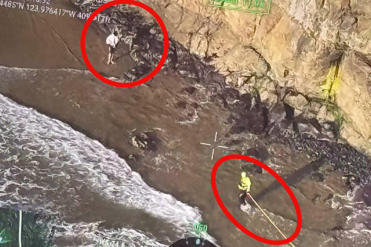 Rescue efforts seen on Lost Boy Beach, Ore.