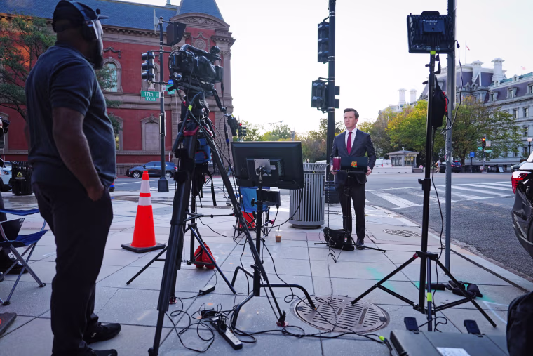 Vaughn Hillyard, White House correspondent for MS NOW, report from a street corner near the White House, Monday, Sept. 21, 2026.