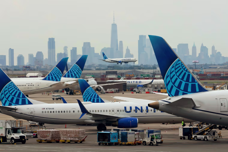 Airplanes at Newark Liberty International Airport in Newark, New Jersey