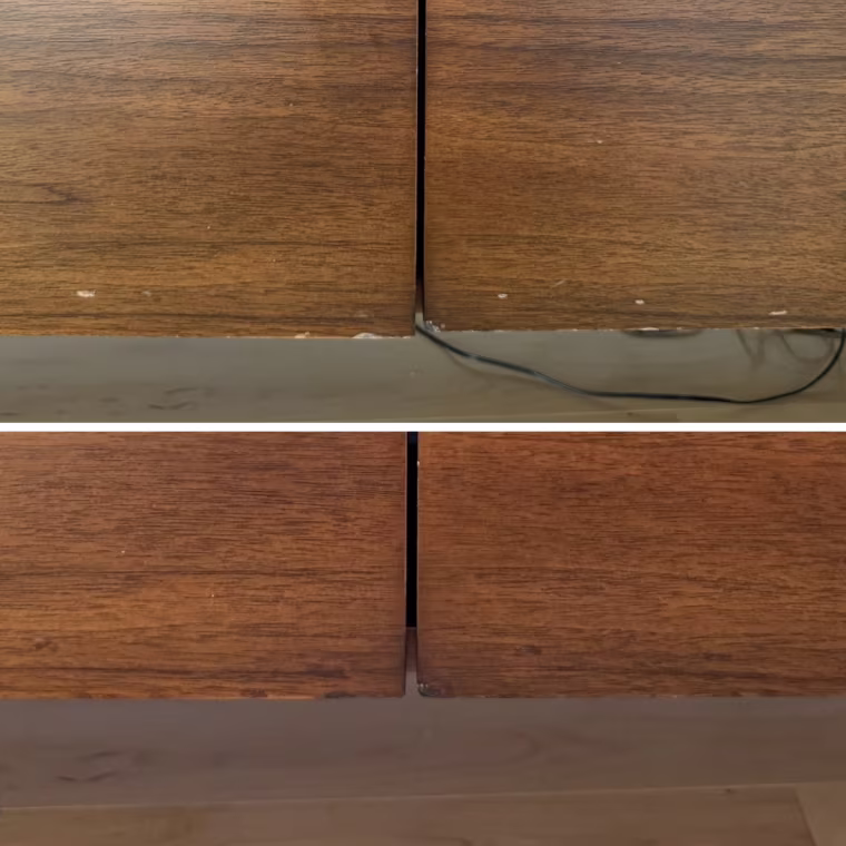 Daixism Furniture Repair Kit before (left) and after (right) use.