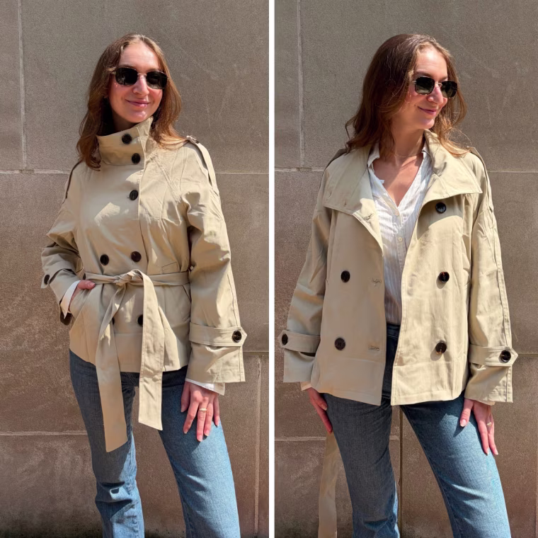 Maohao Women's Cropped Trench Coat in Khaki