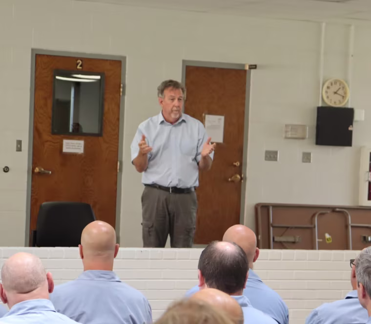 Superintendent Corey Roy visited the Norton Correctional Facility in August to praise the inmates' contribution and give thanks. 