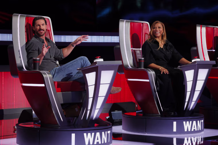 Riley Green and Queen Latifah the second night of the Blind Auditions on Sept. 22, 2026.