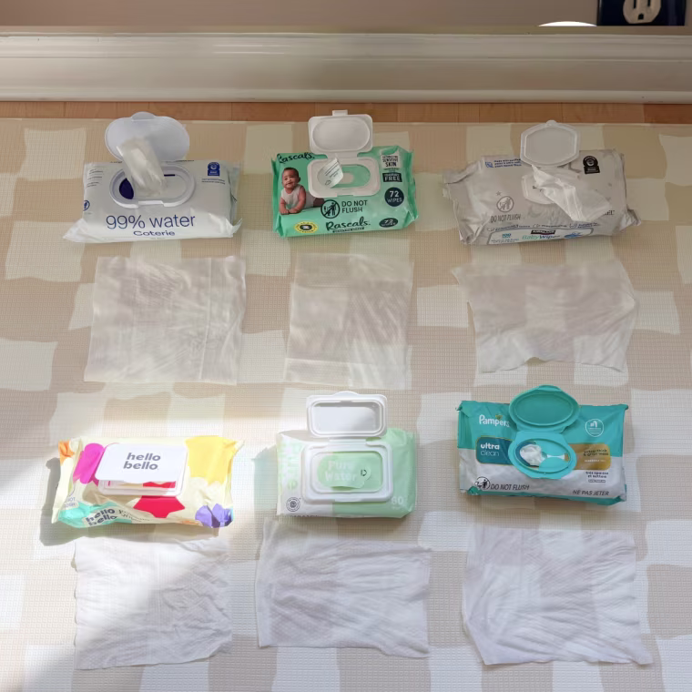 A size comparison of each wipe featured in this article.