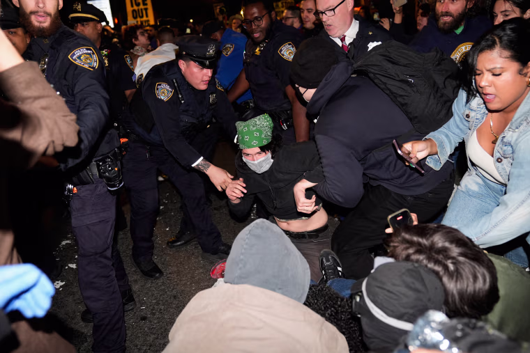 Protestors clash with NYPD.