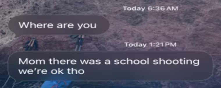 Text message from child about school shooting in Bend, Oregon