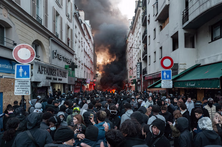 Violent protests erupt across France as civilians rally over the cost of living.