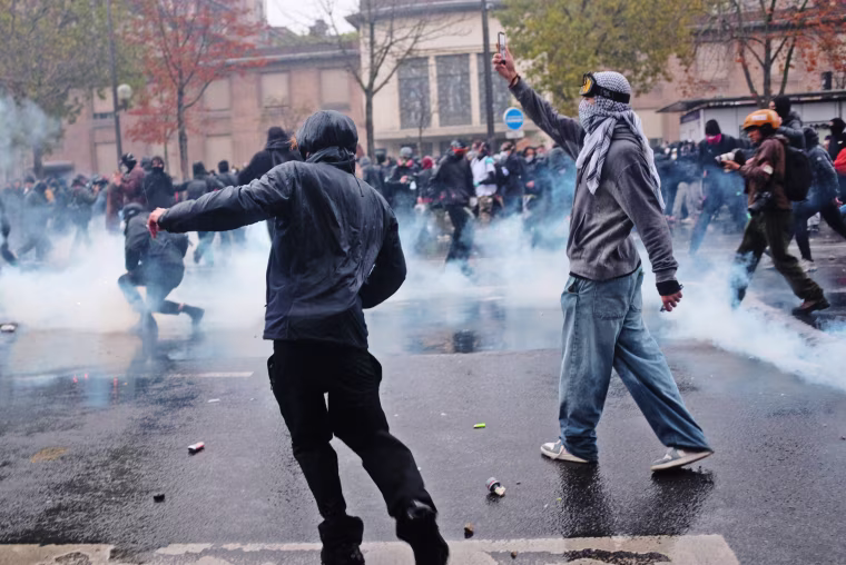 Tear Gas And Police Deployment During Paris Protest Over Education And Living Costs