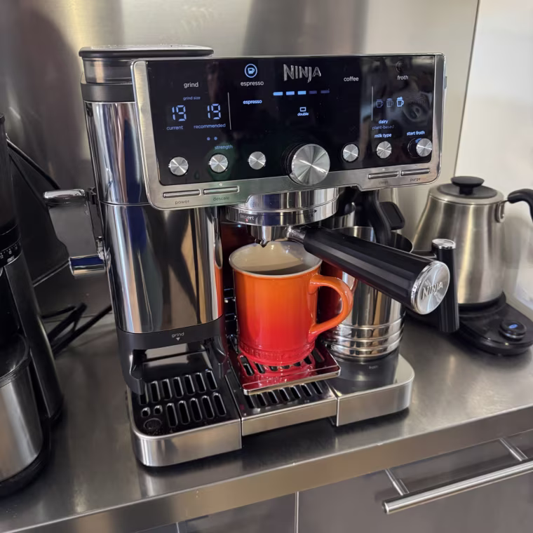 Anita Chomenko shares where she stores her Ninja espresso machine.
