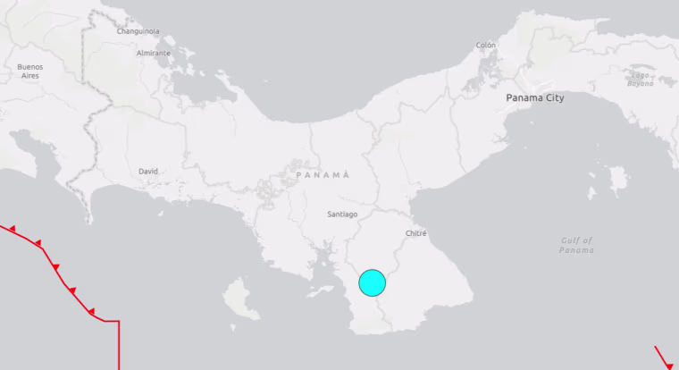 Lugar en el que un terremoto de magnitud 7.6 sacudió este viernes a Panamá.