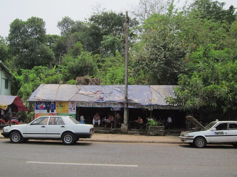 The tea house opposite the National League for Democracy (NLD) headquarters in Yangon, Myanmar where military intelligence used to monitor the comings and goings at pro-democracy leader Aung San Suu Kyi's party.
