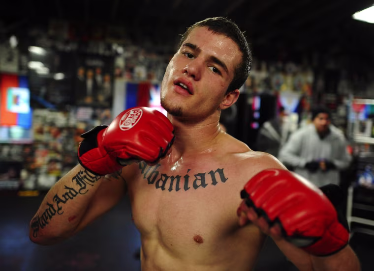 Originally from Albania, Kevin, 18, poses for a picture at the New York City Boxing Club in Los Angeles on April 3.