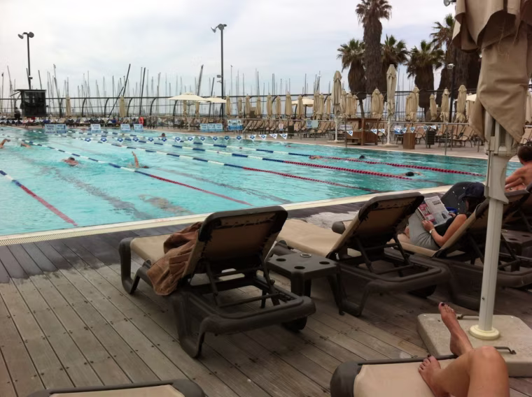 The Gordon Swimming Pool at Tel Aviv's beach was recently renovated for a more modern look. The pool's water is drained and refilled daily from the depths of the Mediterranean Sea.