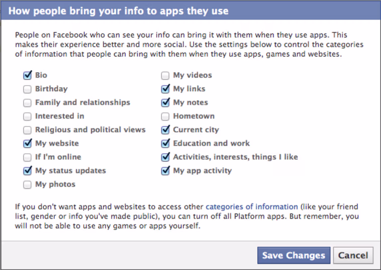 Facebook privacy settings