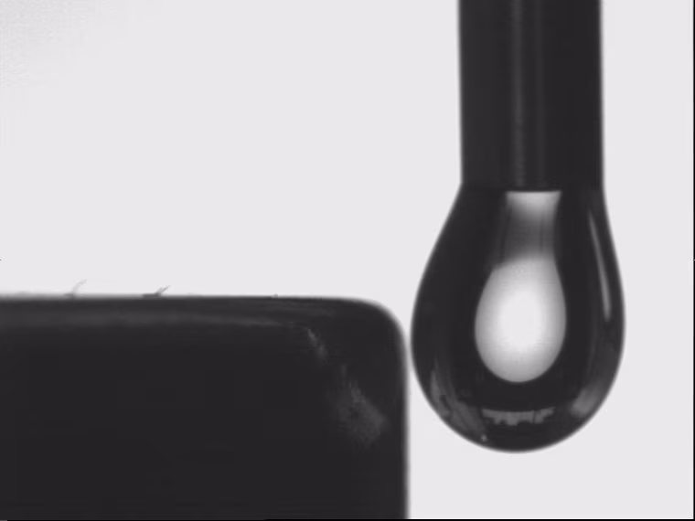 A droplet of liquid soap responds to a magnet.