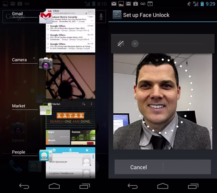 Multitasking; Face unlock