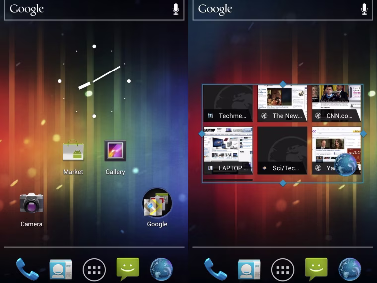 Home screen; Widgets