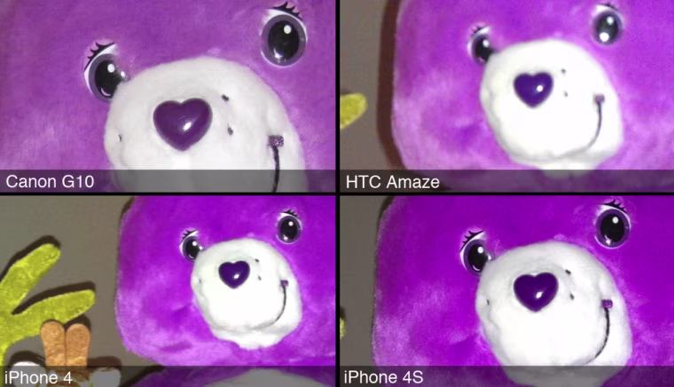 Built-in flash indoors as shot by Canon G10, HTC Amaze, iPhone 4 and iPhone 4S.