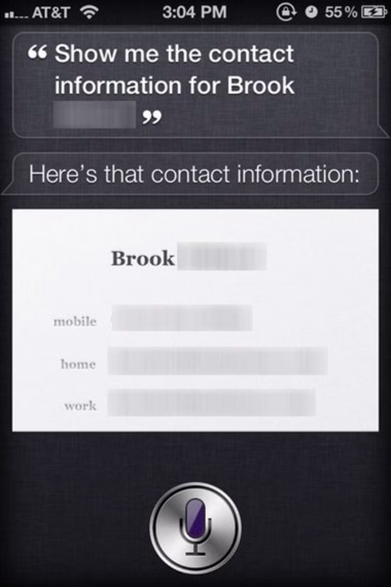 Siri coughed up contact information, too, without demanding a password.