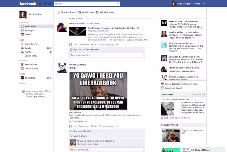 The Facebook News Feed now adjusts to show you top and most recent posts based on when and how frequently you're checking the Social Network. There is now also a real-time