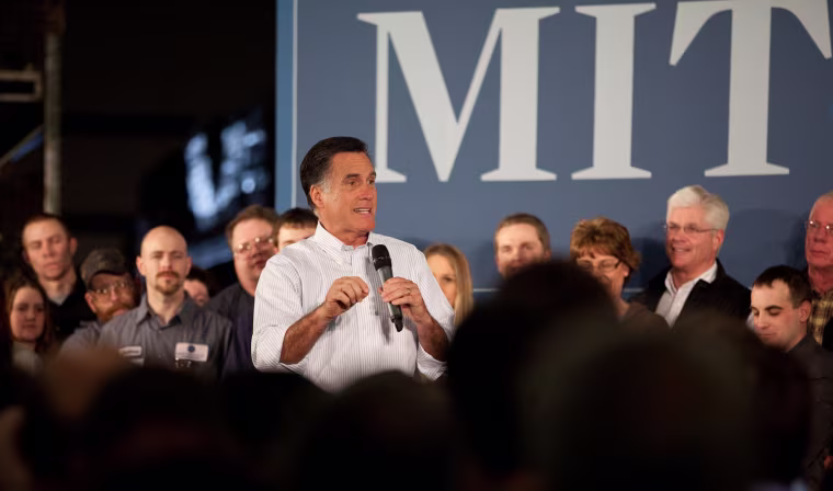 Monday, February 27, 2012, in Albion, MI (John Makely / msnbc.com) Mitt Romney addresses supporters gathered at the Caster Concepts company in Albion, Michigan.