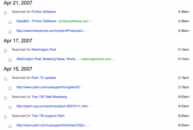Web search history