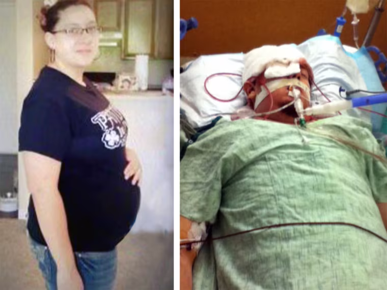Katie Medley, who was nine-months pregnant when she was at the movie theater where the Aurora shooting happened, delivered her son, Hugo, on Tuesday morning. Her husband, Caleb, right, is in critical condition in the hospital from gun shot wounds sustained during the attack.