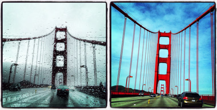 Views of the Golden Gate Bridge taken with an iPhone 4S using the Instagram filter